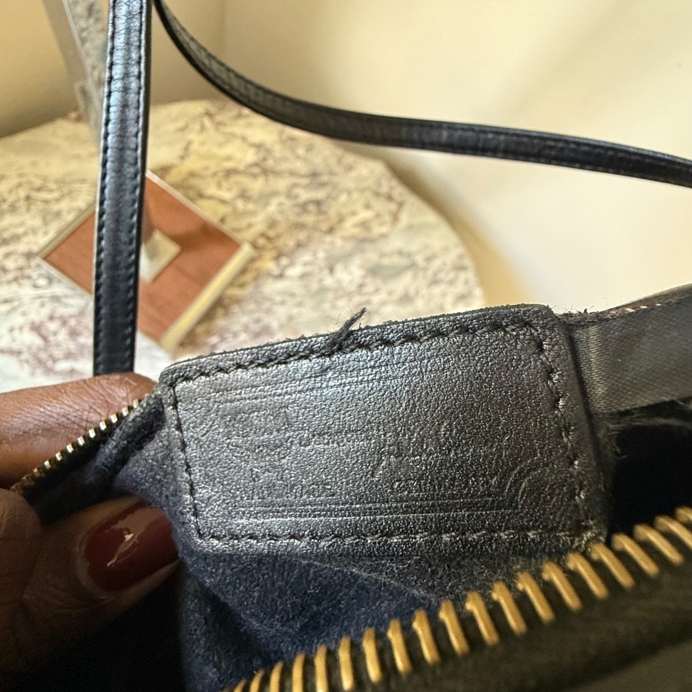 MCM Monogrammed Visetos Black Leather Camera Shoulder Bag Gold‎ Tone Hardware - Picture 9 of 14